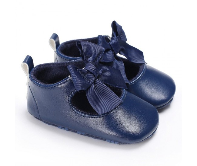 Pantofiori cu fundita drool (culoare: bleumarine, marime: 12-18 luni)