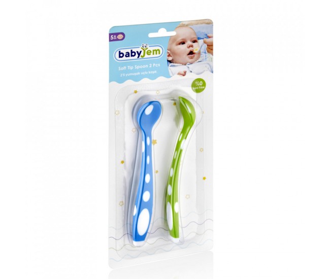 Set 2 lingurite din silicon babyjem soft spoon (culoare: portocaliu)