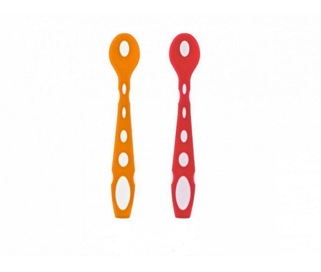 Set 2 lingurite din silicon babyjem soft spoon (culoare: portocaliu)