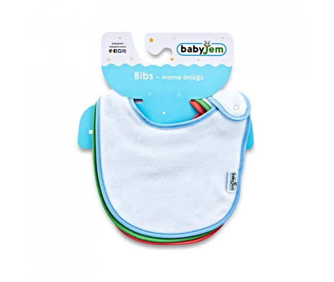 Set 3 bavete babyjem, cu capse, din bumbac (pentru: fete)