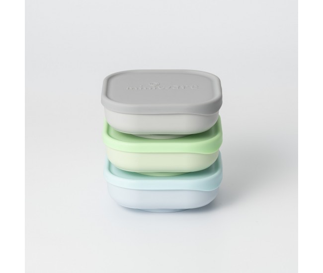 Set 3 boluri pentru hrana bebelusi miniware snack bowl, 100% din materiale naturale biodegradabile, aqua+grey+keylime