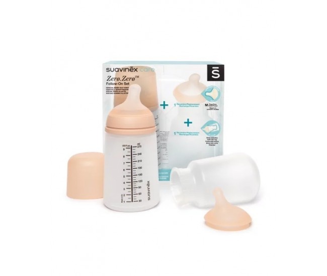 Set biberon anticolici 270 ml + tetină cu debit mediu + săculeț silicon zero zero suavinex