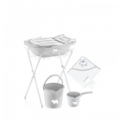 Set cadita de baie complet pentru bebelusi cu 6 piese, babyjem (culoare: gri)