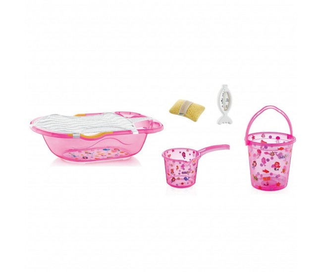 Set cadita de baie cu 6 piese babyjem (culoare: roz)