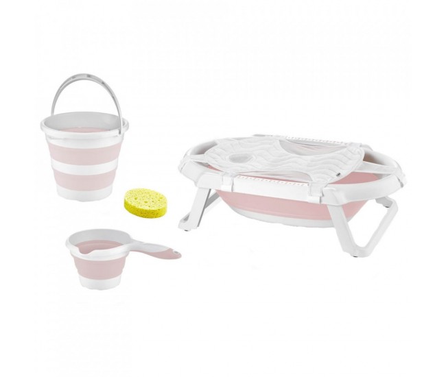 Set cadita pliabila de baie babyjem, 5 piese (culoare: gri)