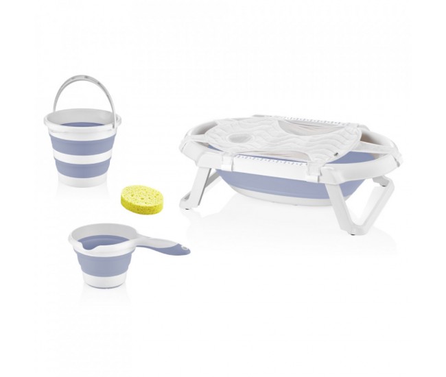 Set cadita pliabila de baie babyjem, 5 piese (culoare: gri)