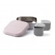 Set cutie cu 2 silipods pentru mancare bebelusi miniware grow bento, 3 piese, cotton candy+grey