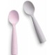 Set de lingurite bebelusi miniware, 100% silicon alimentar, grey+cotton candy