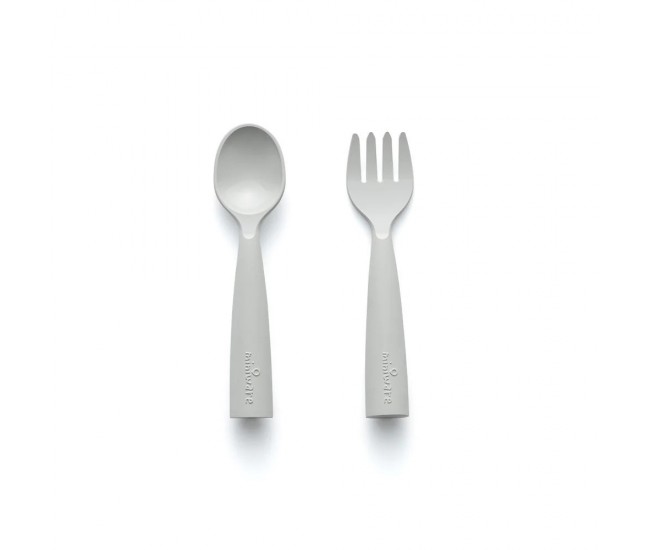 Set de tacamuri bebelusi miniware my first cutlery, 100% din materiale naturale biodegradabile, dove grey