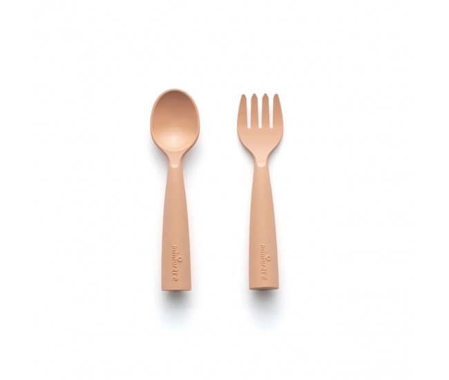 Set de tacamuri bebelusi miniware my first cutlery, 100% din materiale naturale biodegradabile, toffee