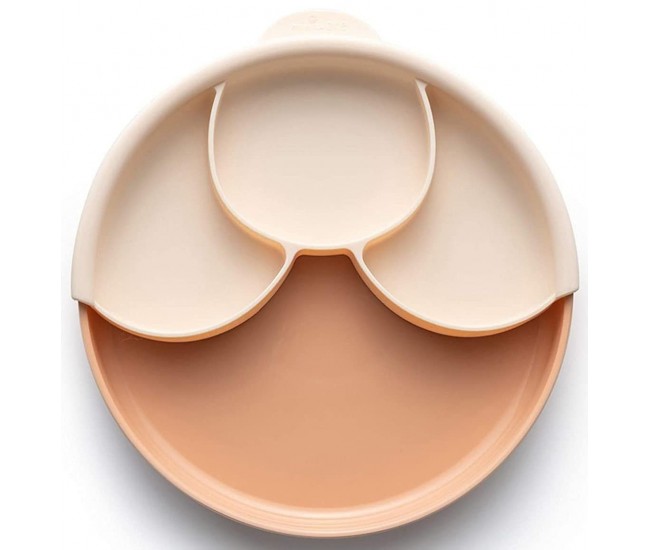 Set diversificare hrana bebelusi miniware healthy meal, 100% din materiale naturale biodegradabile, 3 piese, toffee/peach