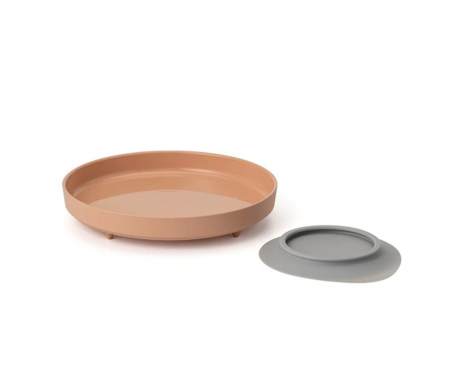 Set diversificare hrana bebelusi miniware healthy meal, 100% din materiale naturale biodegradabile, 3 piese, toffee/peach