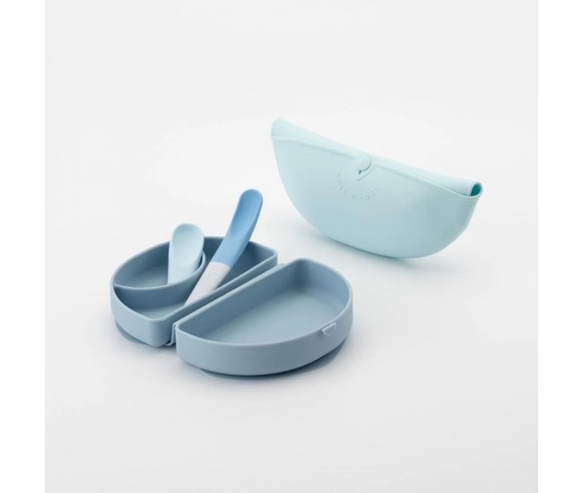 Set diversificare hrana bebelusi miniware sili mini go, 100% din materiale naturale biodegradabile, 3 piese, blue banana