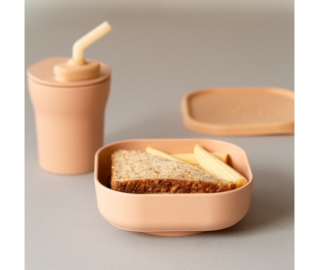 Set diversificare hrana bebelusi miniware sip&snack, 100% din materiale naturale biodegradabile, 3 piese, toffee