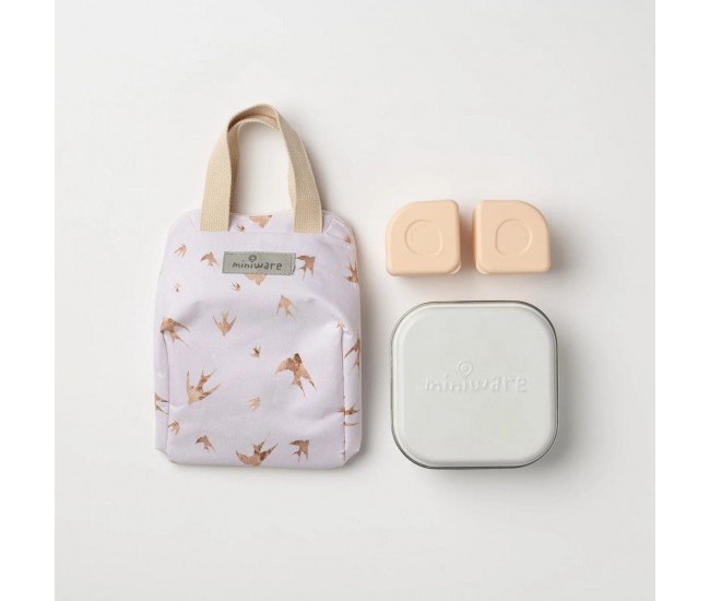 Set geanta termoizolanta mealtote cu cutie grow bento, miniware ready go! bento, 4 piese, golden swallow