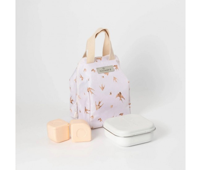 Set geanta termoizolanta mealtote cu cutie grow bento, miniware ready go! bento, 4 piese, golden swallow