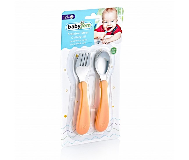 Set tacamuri din inox pentru copii babyjem (culoare: gri)